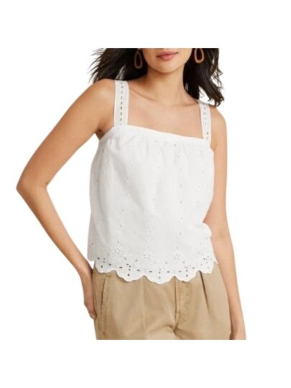 Maurices Sleeveless Shirt Top XL White New WOT Eyelet Lace Sleeveless Summer